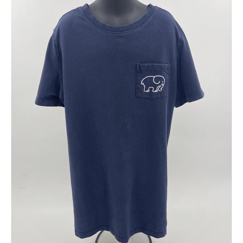 Ivory Ella Shirt Women XS Navy T Shirt Pullover Tee Elephant Graphic Pocket‎ Top